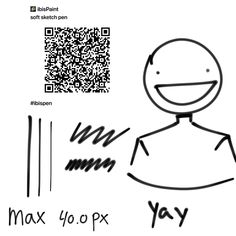 a drawing of a person with a qr code on his face and the words max 40 px below it