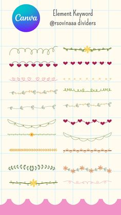 an image of a set of hand drawn borders and dividers with hearts on them