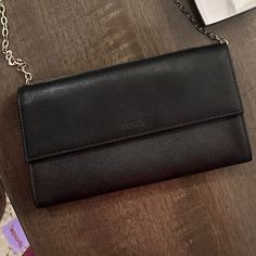 Furla Wallet In Chain, Can Be Used As Clutch Or Shoulder Bag. Excellent Condition. Comes With Original Box And Dust Cover. Formal Black Shoulder Bag With Card Slots, Chic Evening Wallet With Chain, Elegant Wallets With Chain For Daily Use, Black Wallets With Chain Strap For Everyday Use, Black Wallets With Chain Strap, Elegant Chain Wallet For Everyday Use, Black Rectangular Wallet With Chain Strap, Black Wallet With Chain For Everyday Use, Black Rectangular Wallets With Chain Strap