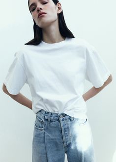 Sulma Drop Shoulder Tee in White front Drop Shoulder Tee, Turks And Caicos, Pitcairn Islands, Fall 2024, White Tee, Premium Denim, Turks And Caicos Islands, White Tshirt, Trinidad And Tobago