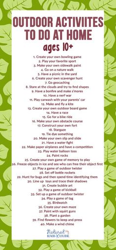 an outdoor activities to do at home poster