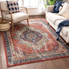 a living room filled with furniture and a rug