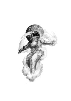 an astronaut floating in the air with his hands on his hips and holding onto something