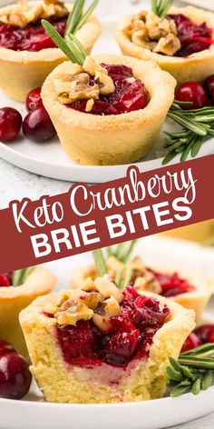 keto cranberry brie bites on a white plate