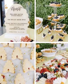 a collage of photos showing various pastries and desserts on display at an event