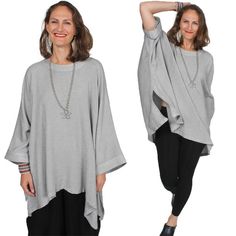 ONE SIZE FITS SMALL-8X Oversize Hand-Woven Moroccan Cotton sousdi over-size tunic top. It's like our Nobi, an over-size beautiful hand-woven Moroccan Tunic. The banding at neckline and sleeve hem is doubled & stitched in rows to give some weight. Also the side slits are chevrons- to add more visual dimension.It's another of our bestselling plus-size tunics. We have gals short & small who love this style. And of course, our curvy plus-size goddess gals live in these. Design Details: Scoop Casual Plus Size Dresses, Hippie Chic Outfits, Goddess Outfit, Plus Size Dresses For Women, Boho Hippie Chic, Curvy Plus Size, Beauty Dress, Hippie Chic, Mud Cloth