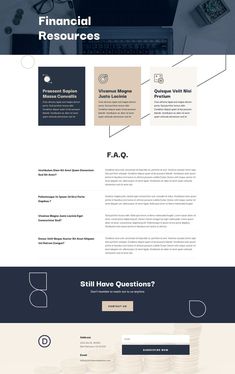 the landing page for financial resources, which is designed to look like a computer screen