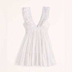 Women's Ruffle Tiered Mini Dress Sku: 651895274 Color: White Size: White S Tll New Without Tags Beach Dress White, Abercrombie And Fitch Dresses, Tiered Mini Dress, Beach Inspired, Tier Skirt, Tiered Skirt, Poplin Fabric, Beach Dress, Dress White