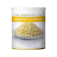 a can of mozzarella cheese on a white background