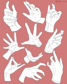 hand gestures drawn in white on a pink background