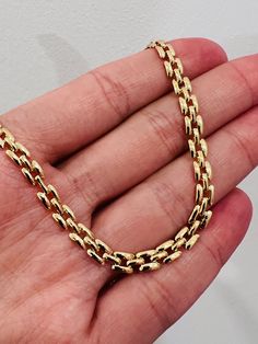 Size: 7", 7.5" Chain Width: 3.5mm About Gold Filled Jewelry:What is gold-filled? We carry gold filled jewelry that is composed of a solid layer of 18kt gold, that is bonded to a base metal. Gold Filled and vermeil jewelry are great quality alternatives to solid gold. With proper care and storage, you will have jewelry that will last a lifetime. Tips to make your jewelry last:1. Keep it dry. Store your jewelry in the plastic bag included in your purchase.2. Avoid harsh chemicals such as perfume, Gold Cuban Link Jewelry With Lobster Clasp, Gold Oval Link Curb Chain Jewelry, Gold Plated Cuban Link Jewelry With Lobster Clasp, Gold Oval Link Figaro Chain Bracelet, Gold Figaro Chain Bracelet With Oval Links, Gold 14k Gold-filled Curb Chain Jewelry, Gold Plated Figaro Chain Bracelet, Gold Plated Cuban Link Jewelry With Solid Construction, Tarnish Resistant Gold Plated Cuban Link Bracelet