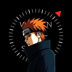 an anime character with red hair wearing a black hoodie and looking to the side