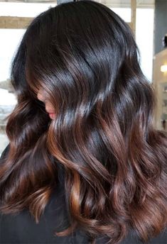 Streaks For Dark Brown Hair, Dark Neutral Brown Hair Color, Mocha Balayage Dark Brown, Dark Brown Hair Colour, Contrast Hair, Brown Hair Colour, Dark Brown Hair Dye, Brown Streaks, Brown Hair Color Shades