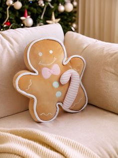 Gingerbread Man Throw Pillow Christmas Mesh Wreath, Christmas Gingerbread Man, Textile Waste, Christmas Gingerbread Men, Christmas Decorations Bedroom, Christmas Room Decor, Christmas Bedroom, Christmas Inspo, Christmas Swags