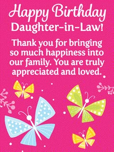 a happy birthday card for daughter in law