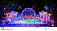 an elaborate stage set with lights and decorations for a show at night stock photo - image