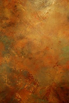 an abstract painting with orange and green colors