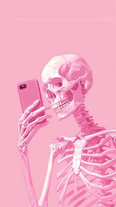 Pink Skulls Wallpaper, Girly Goth Aesthetic Wallpaper, Girly Skull Wallpapers, Pink Skull Aesthetic, Spooky Pink Aesthetic, Pink Skeleton Aesthetic, Aesthetic Skull Wallpaper, Halloween Wallpaper Iphone Pink, Pink Skeleton Wallpaper