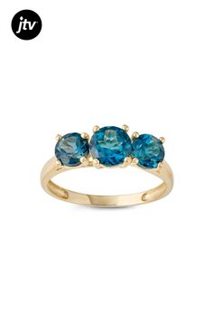 London Blue Topaz 3-Stone 10K Yellow Gold Ring 1.80ctw Yellow Gold Ring, London Blue Topaz, London Blue, 10k Gold, Yellow Gold Rings, Blue Topaz, Gold Ring, Topaz, Gold Rings