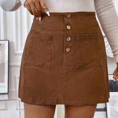 F00221952-121 Corduroy Midi Skirt, Plus Size Office, Chic Skirt, Comfortable Skirts, Office Wardrobe, Chic Skirts, White Long Sleeve Dress, Floral Midi Skirt, Corduroy Fabric