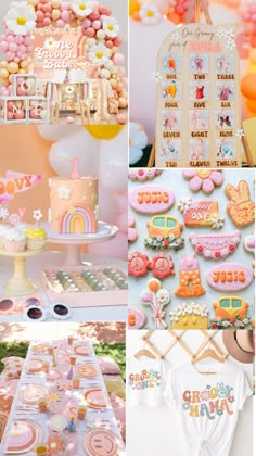 a collage of pictures with different types of food and desserts on it, including cookies