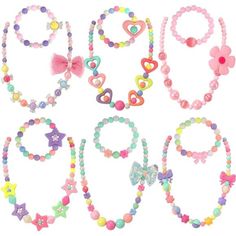 Original And Trendy Design--Large Bead Design, Clean Pink, Rainbow Colors, With Specially Designed Flowers, Very Sweet And Lively, Suitable For Different Dress Up, It Is Also Fun For Them To Share With Friends. Super Value--This Girls Party Favor Jewelry Pack Include 6 Sets Necklace And Bracelet. They Comes In A Pretty Gift Box. Little Girls Jewelry Sets, Favors Bags For Girls. Durability--Made Of High-Quality Acrylic, Skin-Friendly. Safely, And Easy To Maintain. All The Products Have Been Teste Bracelet For Kids, Pink Sheep, Birthday Goodie Bags, Princess Necklace, Packing Jewelry, Pink Rainbow, Favor Bag, Classic Jewelry, Pretty Gift