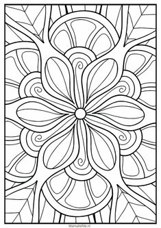 a coloring page with an abstract flower design