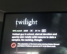 a tv screen with the text twilight on it