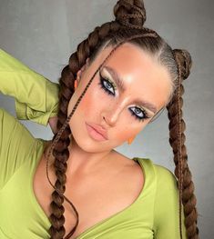 Makeup looks/ makeup ideas/ eye makeup/ eye shadow looks/ lips/ lipsticks /liparts /hairstyles/ earrings/ green /braids/ hair Colours/ nude looks Cornrows Braids Hairstyles, Hip Hop Hair, Facial Symmetry, Hairstyles For Square Faces, Sleek Braided Ponytail, Women's Haircuts, Square Face Hairstyles, Short Hair Tutorial, Texturizer On Natural Hair