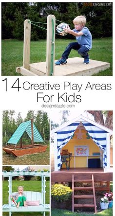 four different kids's play areas with text overlay that reads, 4 creative play areas for kids