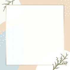 a white square frame surrounded by branches and snowflakes on a pastel background