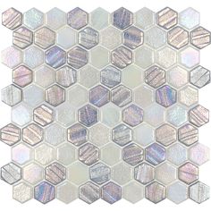 Silver Hexagon Tile | VIDILLUSILVHEX | Tesoro Glass Mosaic Tile Iridescent Glass Tiles, Glass Pool Tile, Recycled Tile, Elegant Tiles, Hexagon Tile, Glass Mosaics, Shower Walls, Indoor Design, Hexagonal Mosaic