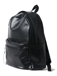 Editor's NotesMade from durable vegan leather, this backpack is modern and practical for daily use. It's fitted with plenty of pockets, both internal and external and also secure space to keep laptop.- Top handle- Zipper closure- One front zipped pocket- Two side pockets- Adjustable shoulder straps- Unisex wear- Fitted 17 laptopMeasurements (in.) One size- Width: 13.0 in.- Height: 18.1 in.   - Depth: 12.6 in.- Weight: 2.4 lbs- Capacity: 33LComposition & Care- 100% Vegan leather- Refer to the Black Leather-backed Shoulder Backpack, Black Leather Anti-theft Backpack For Daily Use, Versatile Black Leather Anti-theft Backpack, Rectangular Leather Backpack With Anti-theft Pocket For Daily Use, Black Rectangular Leather Backpack With Anti-theft Pocket, Black Leather Backpack, Top Handle, Leather Backpack, Vegan Leather