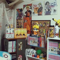 a room filled with lots of anime memorabilia