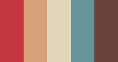 the color palette is red, brown, blue and white with an assortment of different colors