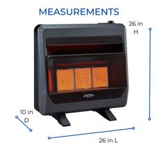 an image of a heater with measurements