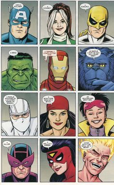 the avengers team is talking to each other in this comic strip, which features captain america and