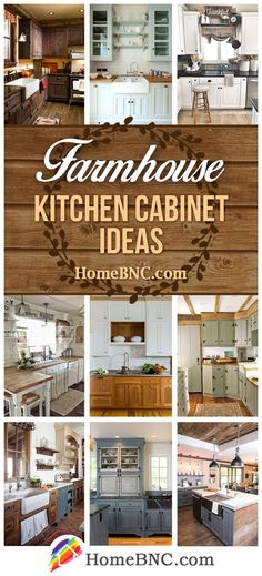 a collage of kitchen cabinets with the words farmhouse house kitchen cabinet ideas on it