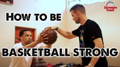 two men are playing basketball with the words how to be a basketball strong on them