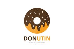 a donut logo with chocolate icing and sprinkles on the top