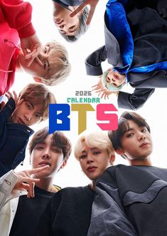 the poster for bts is shown in multiple colors