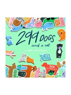 the book cover for 29 dogs and a cat with various stickers on it's front