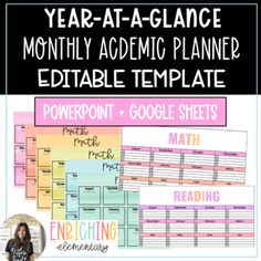 the year - at - glance printable planner is shown