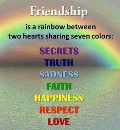 a rainbow is shown with the words love and friends