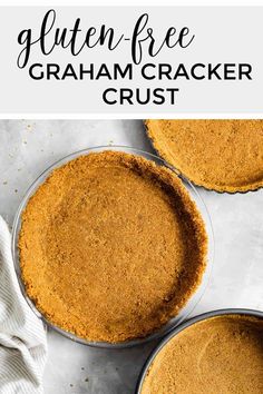 three gluten free graham cracker crusts in pans