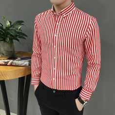 Product information:Material: Cotton clothShirt type: formal shirtSleeve length (cm): fullGender: MenModel: cs60Fabric type: clothNeck: square collarStyle: formalBuckle type: single-breastedItem type: shirtDesign type: stripedSleeve type: conventionalSize Information: Size: M 90-110 kg, L 110-125 kg, XL 125-140 kg, 2XL 140-155 kg, 3XL 150-165 kg, 4XL 165-175 kg, 5XL 175-195 kg Note:1.Asian sizes are 1 to 2 sizes smaller than European and American people. Choose the larger size if your size betwe Cotton Dress Shirt With Casual Collar For Office, Red Shirt For Office Wear In Fall, Red Collared Slim Fit Shirt, Red Shirt For Office In Fall, Semi-formal Striped Long Sleeve Shirt, Red Office Shirt For Fall, Striped Long Sleeve Shirt For Semi-formal Occasions, Casual Collar Cotton Office Shirt, Cotton Dress Shirt With Casual Collar For Semi-formal Occasions