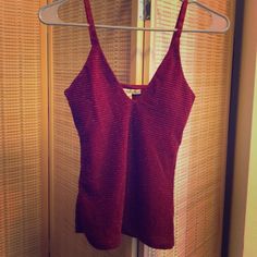 I Ordered A Bodysuit And Got A Tank Instead And Forgot To Return It! Nwt! Dark Red With Sparkly Ridges. Built-In Bra Support. Trendy Red Tank Top For Party, Fitted Red V-neck Tank Top, Support Bras, Dark Red, Womens Tops, Tank Tops, Red, Women Shopping, Color