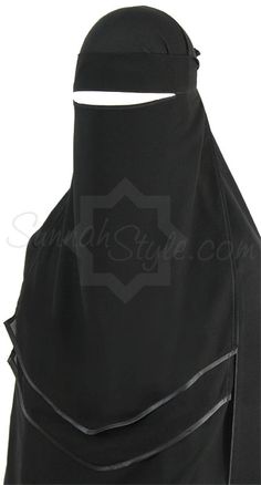 Double Satin V Niqab (Black) by Sunnah Style #SunnahStyle #niqabstyle #niqaab #satintrim Veiled Lady, Islamic Clothing Abayas, Islamic Wear, Abaya Collection, Girls Hijab, Niqab Fashion, Elegant Look, Islamic Clothing, Niqab