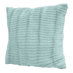 a light blue pillow on a white background