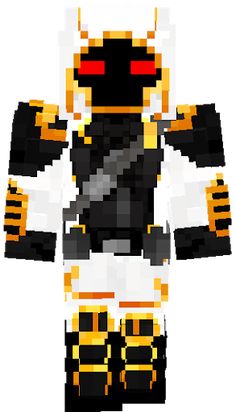 an image of a pixel art character in black and yellow colors, with his hands on his hips